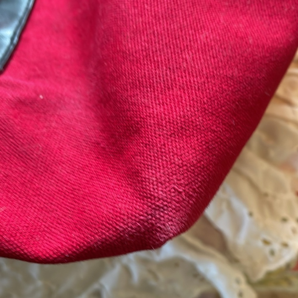 Victoria Secret red canvas tote with faux leather trim/ straps. Stud detail Moto - Picture 11 of 12